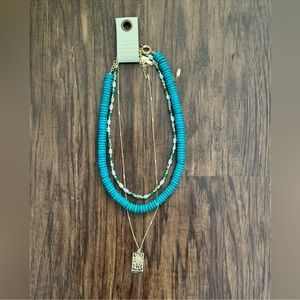 Anthropologie Camp Icon Turquoise Beaded Layered Necklace set